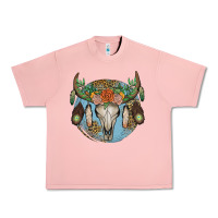 Salmon floral feather bull skull Urban Heavy Tee - JahusDesignShop