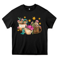 Black Western Cowgirl Coffee Cup Bbs Heavy Core Tee - BundleAndBundleShop