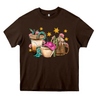 Chocolate Brown Western Cowgirl Coffee Cup Bbs Heavy Core Tee - BundleAndBundleShop