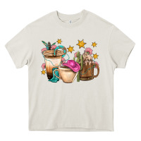 Cream Western Cowgirl Coffee Cup Bbs Heavy Core Tee - BundleAndBundleShop