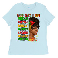 Baby Blue god say i am juneteenth afro girl Ladies Tee - Artiststas