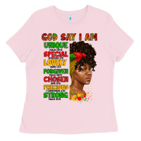 Bubblegum Pink god say i am juneteenth afro girl Ladies Tee - Artiststas