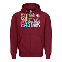 Burgundy My 1st Easter Zipper Hoodie - CowhideDigitalArt