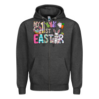 Charcoal Heather My 1st Easter Zipper Hoodie - CowhideDigitalArt