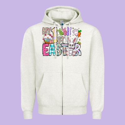 My 1st Easter Zipper Hoodie Designed By Cowhidedigitalart