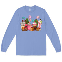 Colony Blue pink christmas coffe cups Long Sleeve Tee - CowGirlArtShop