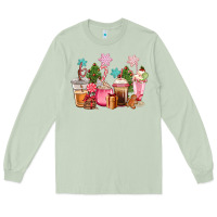 Matcha pink christmas coffe cups Long Sleeve Tee - CowGirlArtShop
