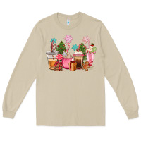 Mushroom pink christmas coffe cups Long Sleeve Tee - CowGirlArtShop