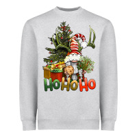 Heather Grey Ho Ho Ho Christmas Gnome Heavyweight Sweatshirt - BundleAndBundleShop