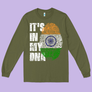 It's In My Dna India Flag Indian Long Sleeve Tee Designed By Lanvoart