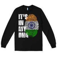 Black IT'S IN MY DNA India Flag Indian Long Sleeve Tee - lanVoArt