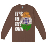 Chestnut IT'S IN MY DNA India Flag Indian Long Sleeve Tee - lanVoArt