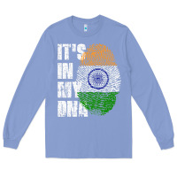 Colony Blue IT'S IN MY DNA India Flag Indian Long Sleeve Tee - lanVoArt