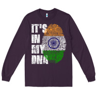 Plum IT'S IN MY DNA India Flag Indian Long Sleeve Tee - lanVoArt