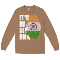 Toasted Coconut IT'S IN MY DNA India Flag Indian Long Sleeve Tee - lanVoArt