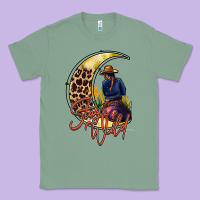 Stay Wild Moon Cowgirl Classic Tee Designed By Racoondesign