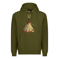 Army Green teepe tipi Premium Hoodie - FaDigitalArtStudio
