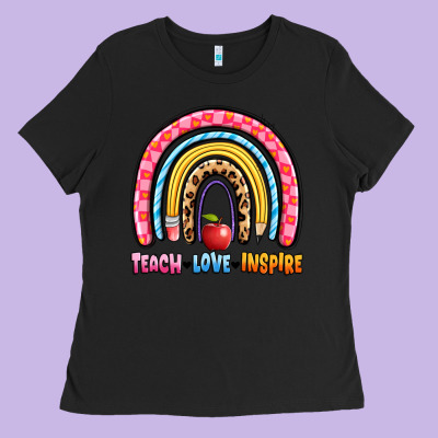 Teach Love Inspire Rainbow Ladies Tee Designed By Artiststas