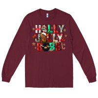 Burgundy holly jolly babe Long Sleeve Tee - CowGirlArtShop