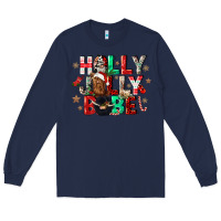 Navy holly jolly babe Long Sleeve Tee - CowGirlArtShop