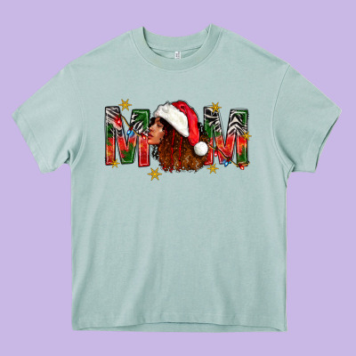 Western Mom With Woman In Santa Hat Heavy Core Tee Designed By Bundleandbundleshop