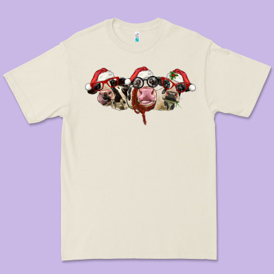 Christmas Holstein Cows Premium Tee Designed By Lillyallendesigns