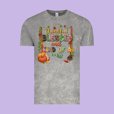 Thankful Blessed And Kind Of A Mess Vintage Tee Designed By Nancycooperartshop