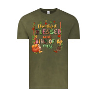 Vintage Olive Thankful blessed and kind of a mess Vintage Tee - NancyCooperArtShop