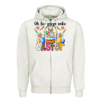 Oatmeal Heather Oh For Peeps Sake Easter Zipper Hoodie - CowhideDigitalArt