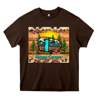 Chocolate Brown happy camper Heavy Core Tee - JahusDesignShop