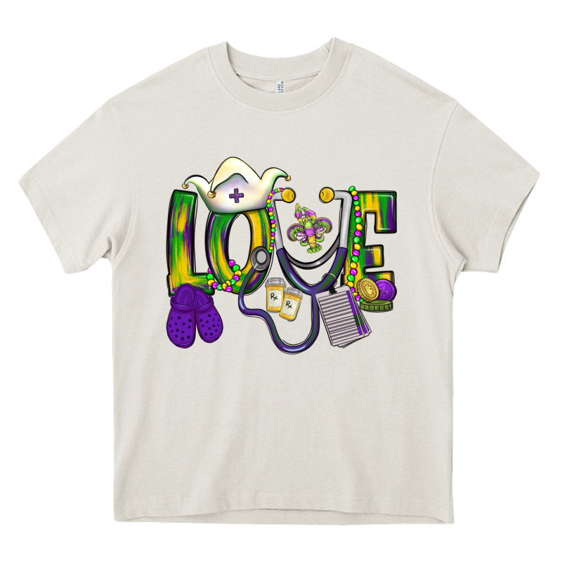 Mardi Gras Love Nurse Heavy Core Tee by BundleAndBundleShop | Teevron