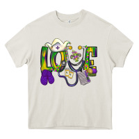Cream Mardi Gras Love Nurse Heavy Core Tee - BundleAndBundleShop
