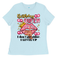 Baby Blue birthday queen i dont get older i level up Ladies Tee - Artiststas