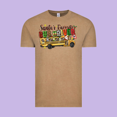 Santas Favorite Bus Driver Vintage Tee Designed By Texasbilliewilder