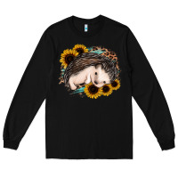 Black sleeping hedgehog sunflower leopard Long Sleeve Tee - Jasminsmagicworld
