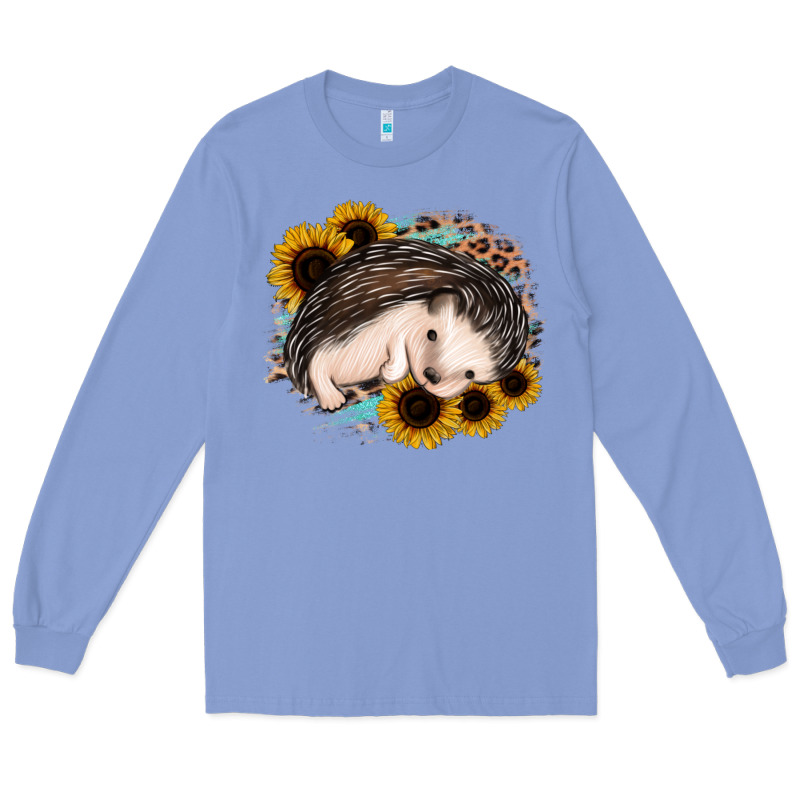Sleeping Hedgehog Sunflower Leopard Long Sleeve Tee by Jasminsmagicworld | Teevron