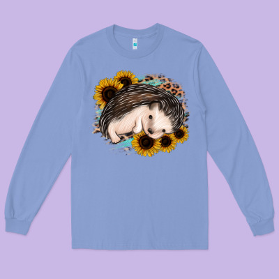 Sleeping Hedgehog Sunflower Leopard Long Sleeve Tee Designed By Jasminsmagicworld