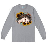 Heather Grey sleeping hedgehog sunflower leopard Long Sleeve Tee - Jasminsmagicworld