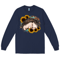 Navy sleeping hedgehog sunflower leopard Long Sleeve Tee - Jasminsmagicworld