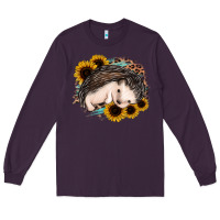 Plum sleeping hedgehog sunflower leopard Long Sleeve Tee - Jasminsmagicworld
