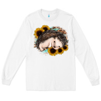 White sleeping hedgehog sunflower leopard Long Sleeve Tee - Jasminsmagicworld