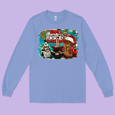 Small Town Christmas Long Sleeve Tee Designed By Cowgirlartshop