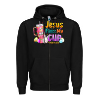 Black Jesus Fills My Cup Easter Zipper Hoodie - CowhideDigitalArt