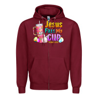 Burgundy Jesus Fills My Cup Easter Zipper Hoodie - CowhideDigitalArt