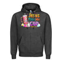Charcoal Heather Jesus Fills My Cup Easter Zipper Hoodie - CowhideDigitalArt