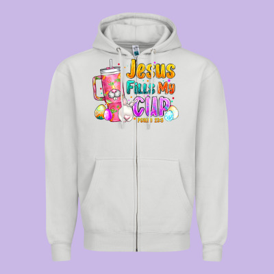 Jesus Fills My Cup Easter Zipper Hoodie Designed By Cowhidedigitalart