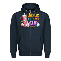Navy Jesus Fills My Cup Easter Zipper Hoodie - CowhideDigitalArt