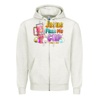 Oatmeal Heather Jesus Fills My Cup Easter Zipper Hoodie - CowhideDigitalArt