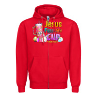 Red Jesus Fills My Cup Easter Zipper Hoodie - CowhideDigitalArt