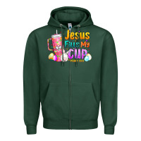 Sports Green Jesus Fills My Cup Easter Zipper Hoodie - CowhideDigitalArt